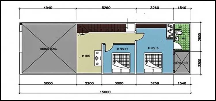 Tham khảo các mẫu nhà cấp 4 gác lửng 3 phòng ngủ 5×15 đẹp