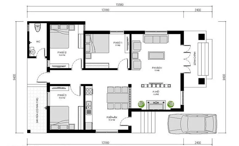 Tham khảo kiến trúc nhà cấp 4 300 triệu ở nông thôn