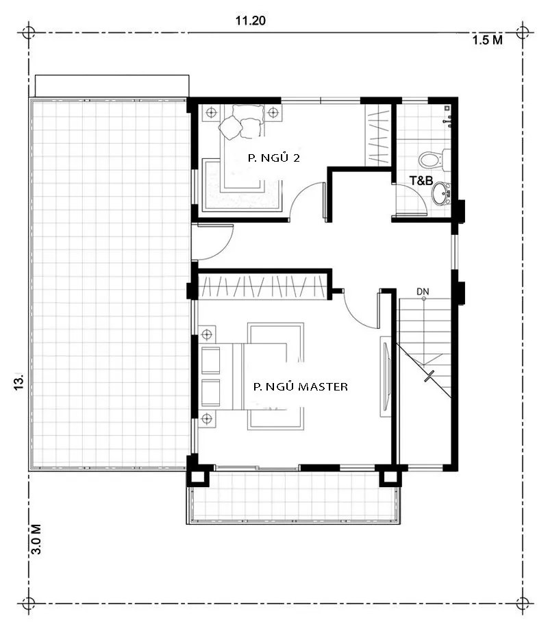 Thiết kế nhà 2 tầng mái thái nông thôn 110m2 có gara ô tô