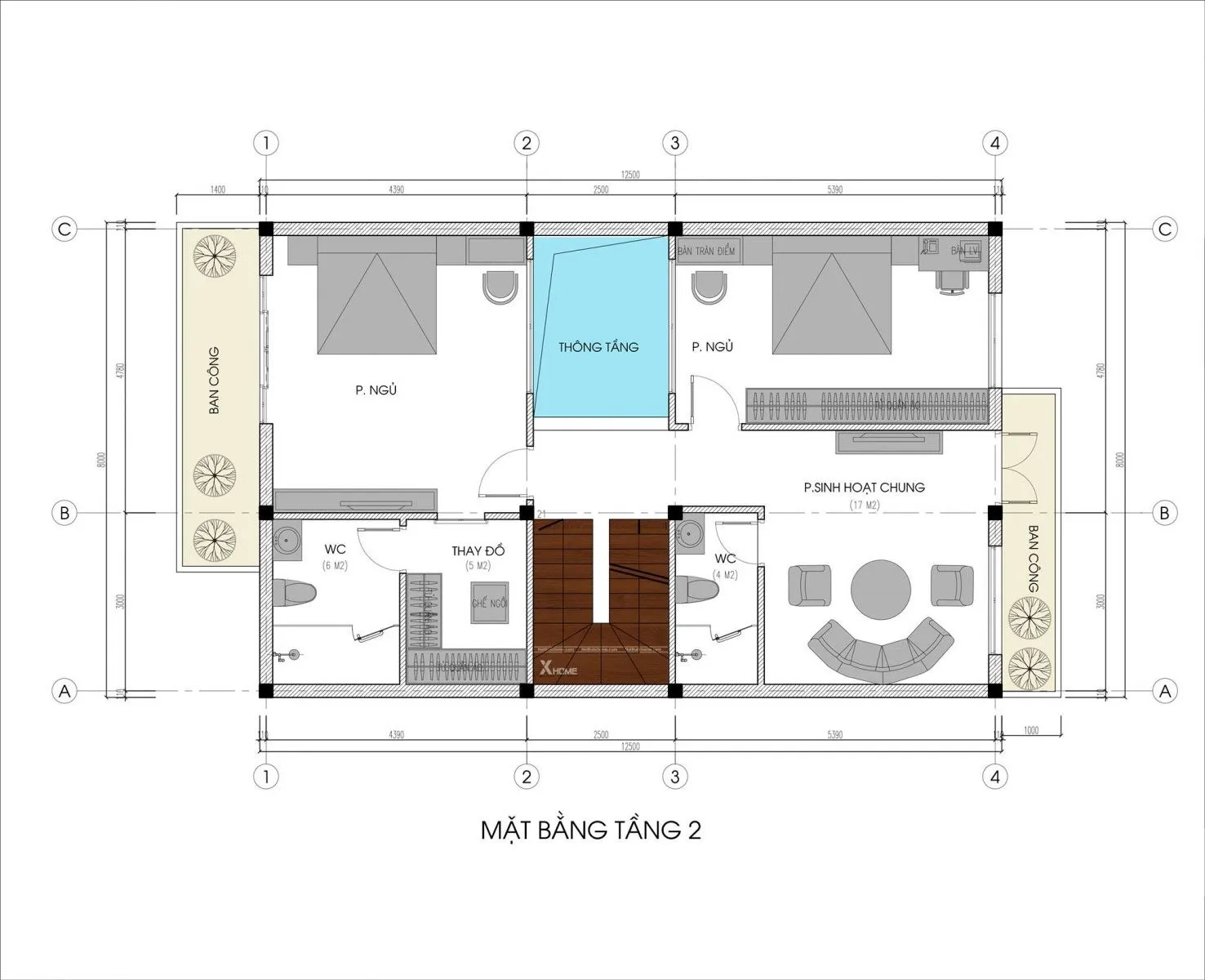 Thiết kế nhà 3 tầng mái bằng có ga ra ở phố