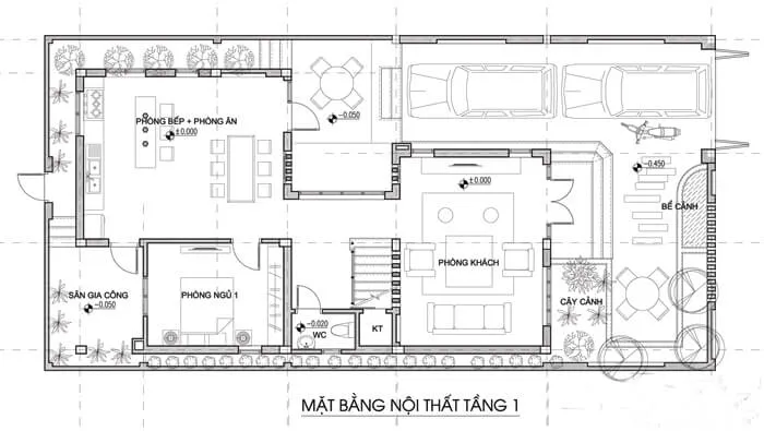 Thiết kế nhà 3 tầng mặt tiền 10m 5 phòng ngủ 1 phòng thờ