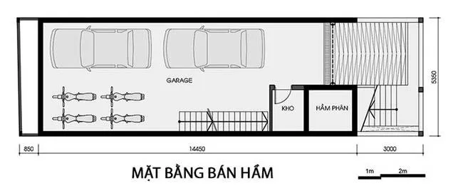 Thiết kế nhà 5x20m có gara 4 phòng ngủ