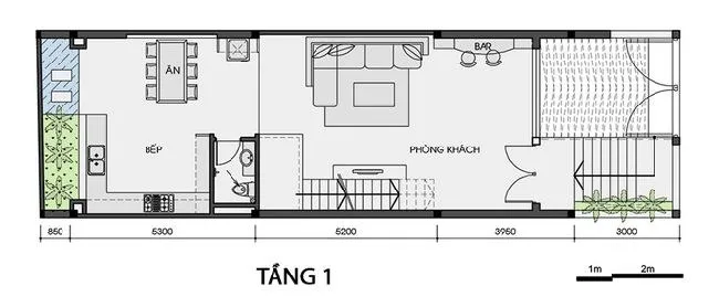 Thiết kế nhà 5x20m có gara 4 phòng ngủ