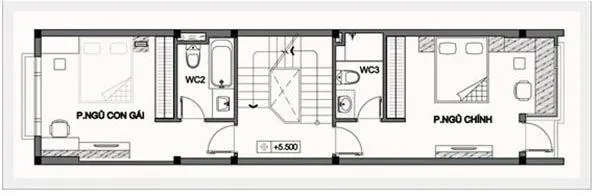 Thiết kế nhà 5x20m có gara 4 phòng ngủ