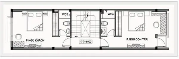 Thiết kế nhà 5x20m có gara 4 phòng ngủ