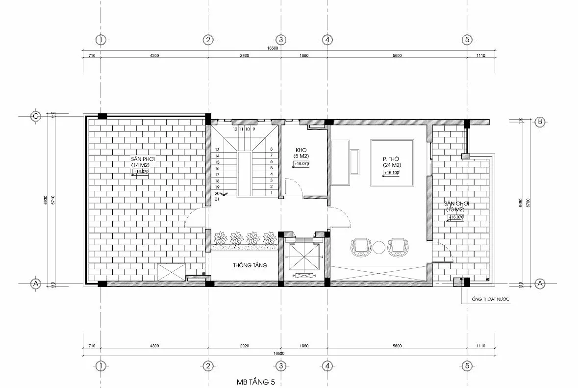 Thiết kế nhà biệt thự tân cổ điển mini 5 tầng siêu đẹp ở phố