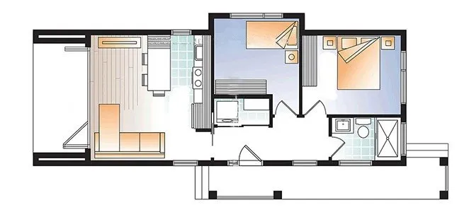 Thiết kế nhà ống 1 tầng 4x12m 2 phòng ngủ tại Cao Bằng