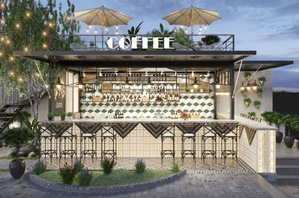 Thiết kế quán cafe sân vườn 100m2 sang trọng tại Sài Gòn