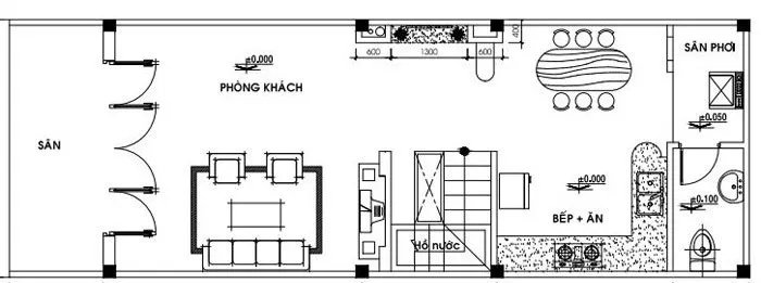 Tư vấn thiết kế mẫu nhà ống 1 tầng 1 tum 300 triệu