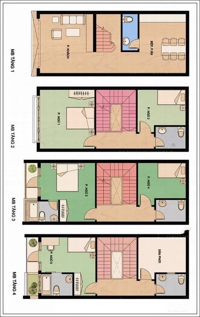 Tư vấn thiết kế nhà ống 4 tầng 4x10m phong cách hiện đại