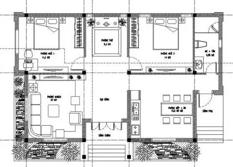 Tư vấn thiết kế nhà vườn cấp 4 110m2 tại Vĩnh Phúc